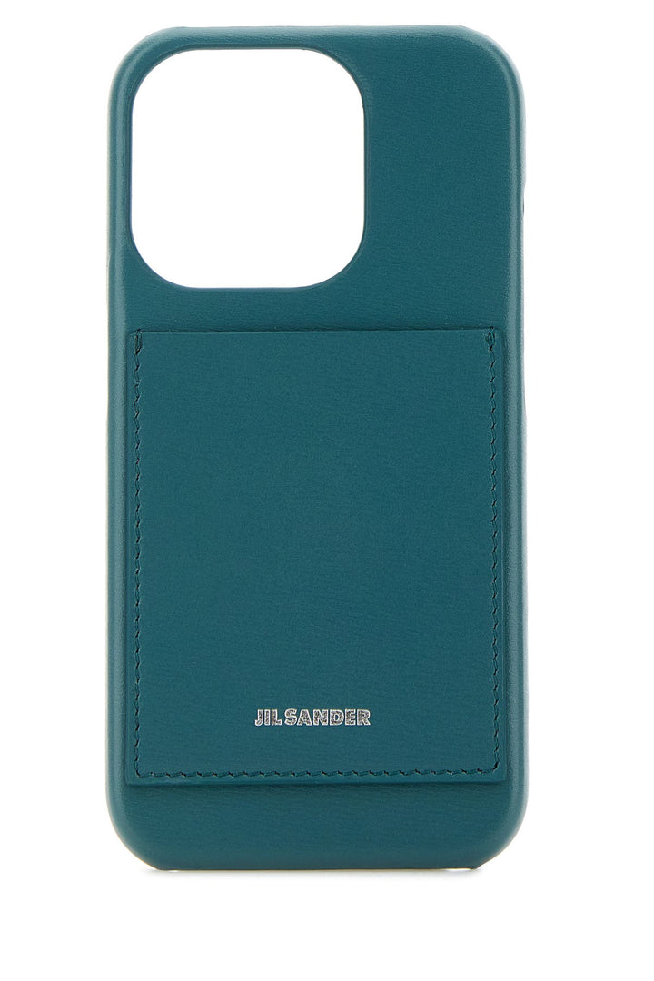 Petrol blue leather iPhone 15 Pro cover