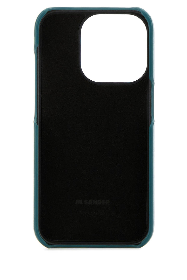 Petrol blue leather iPhone 15 Pro cover