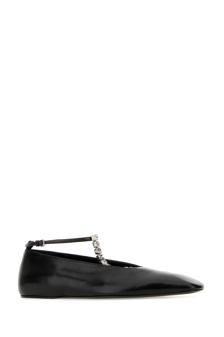 Black leather ballerinas