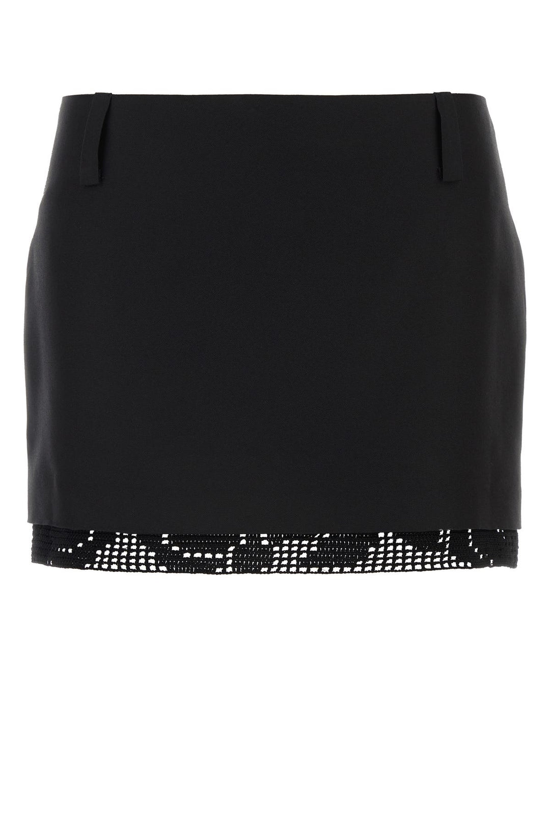 Black silk mini skirt