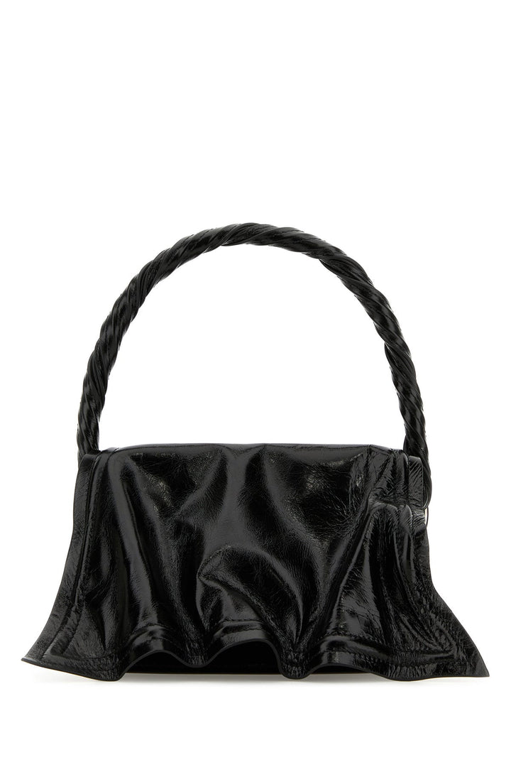 Black leather handbag