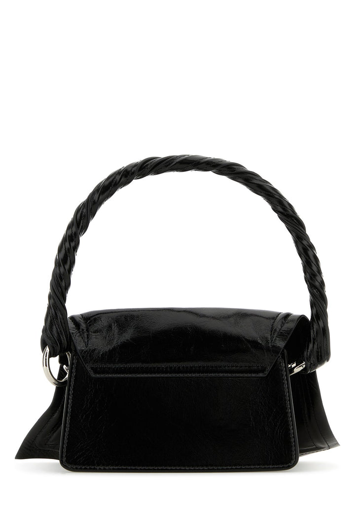 Black leather handbag