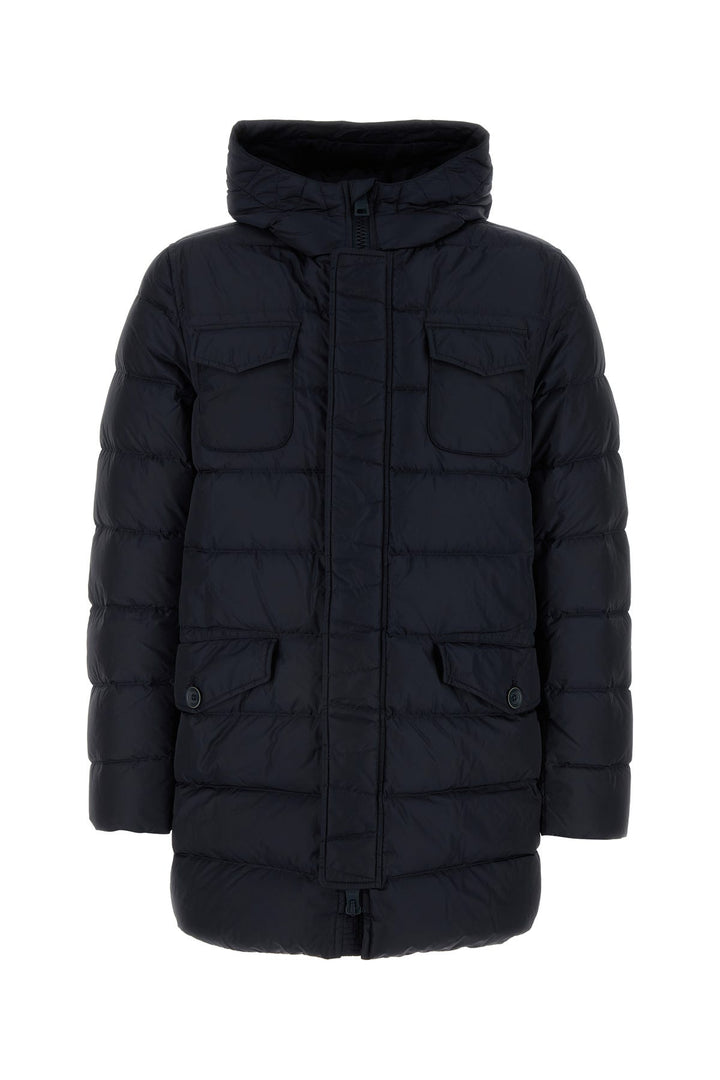 Navy blue nylon down jacket