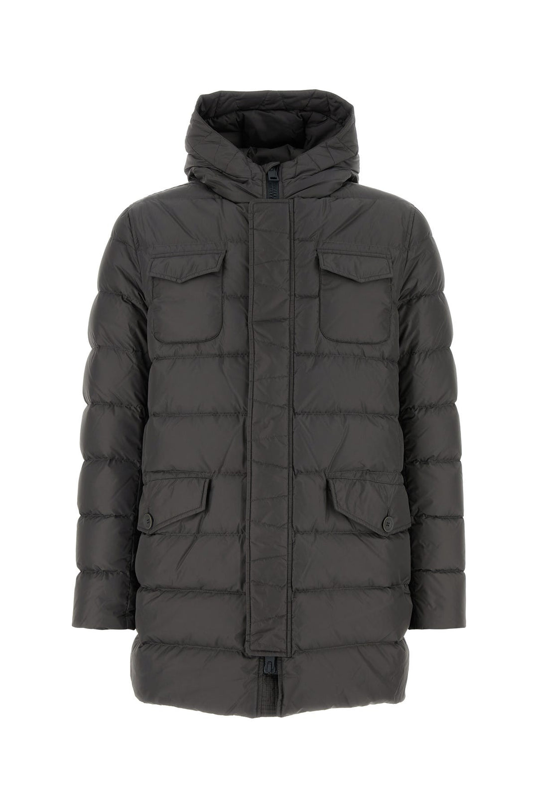 Dark grey nylon down jacket