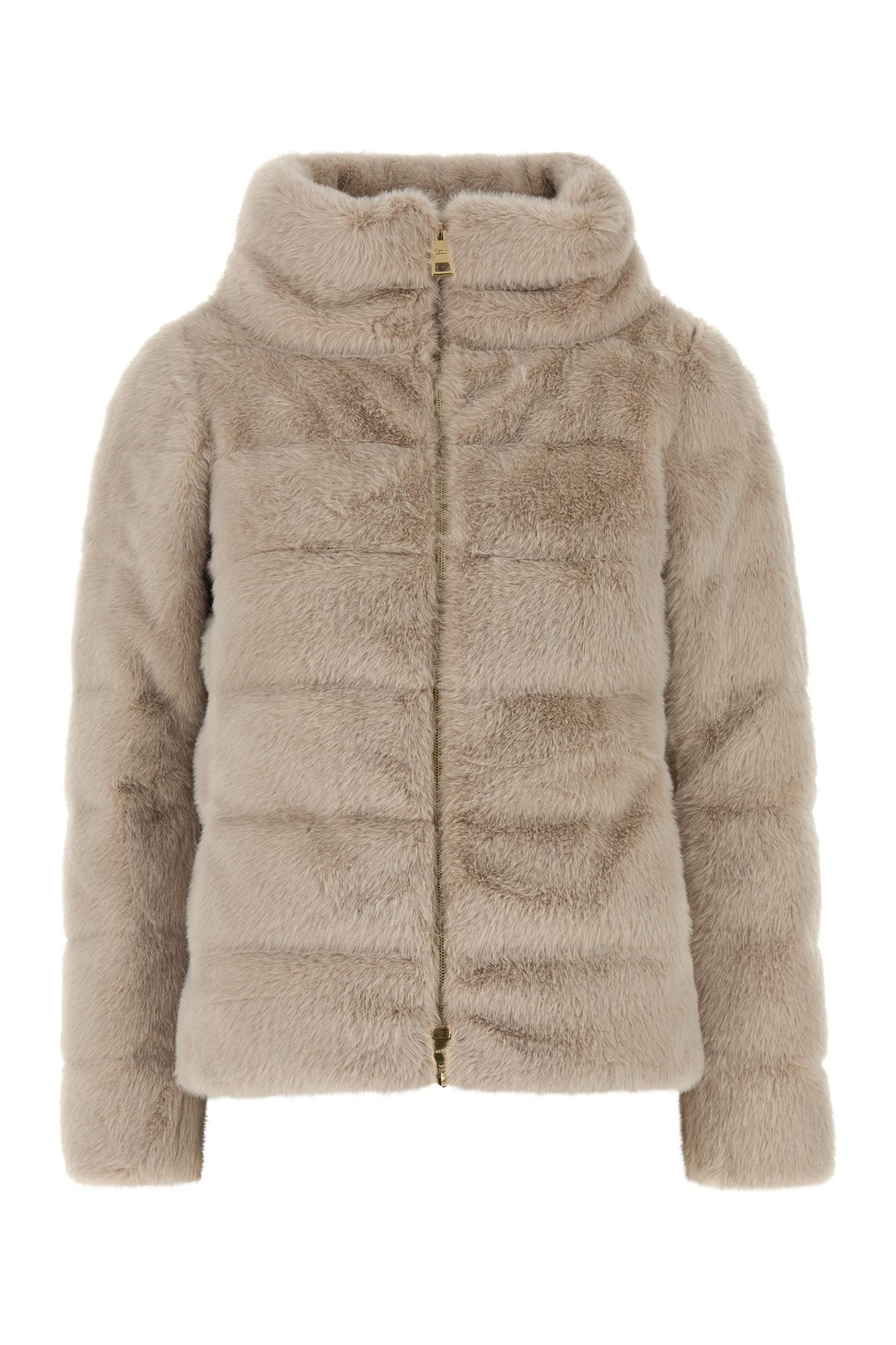 Beige eco fur down jacket