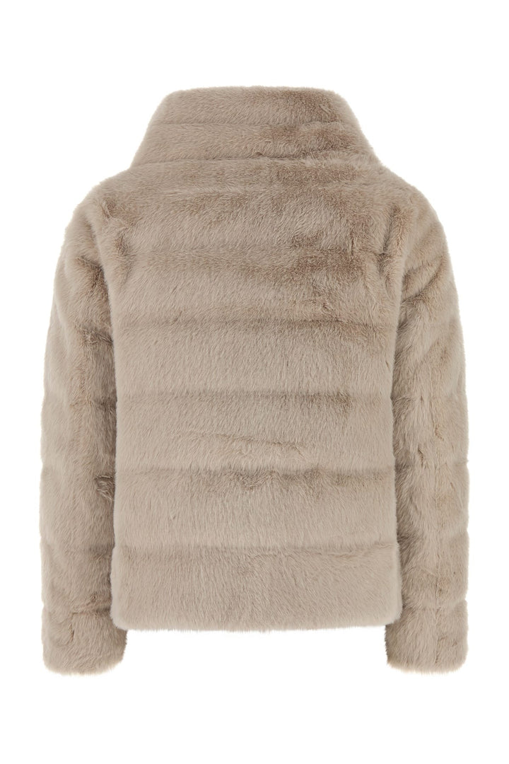 Beige eco fur down jacket