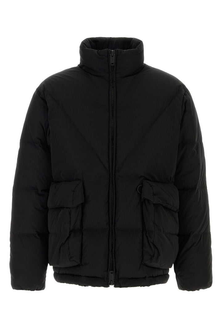 Black nylon down jacket