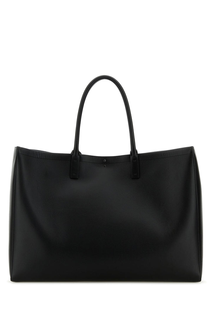 Black leather VLogo shopping bag