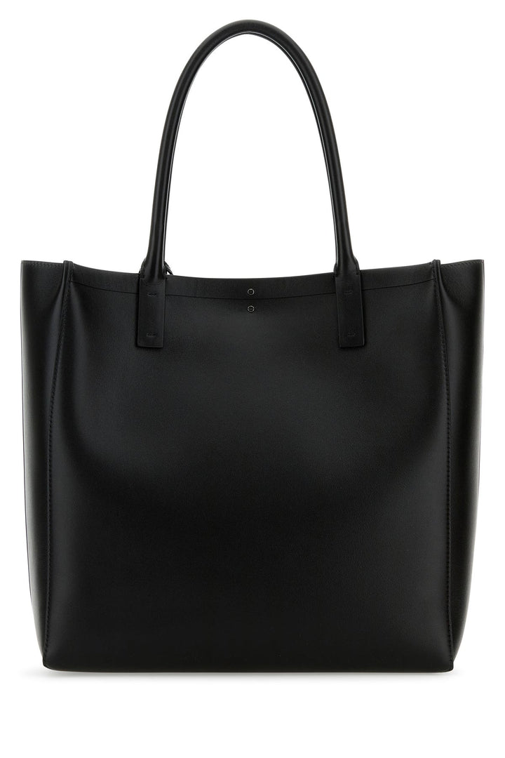 Black leather medium VLogo Locker shopping bag