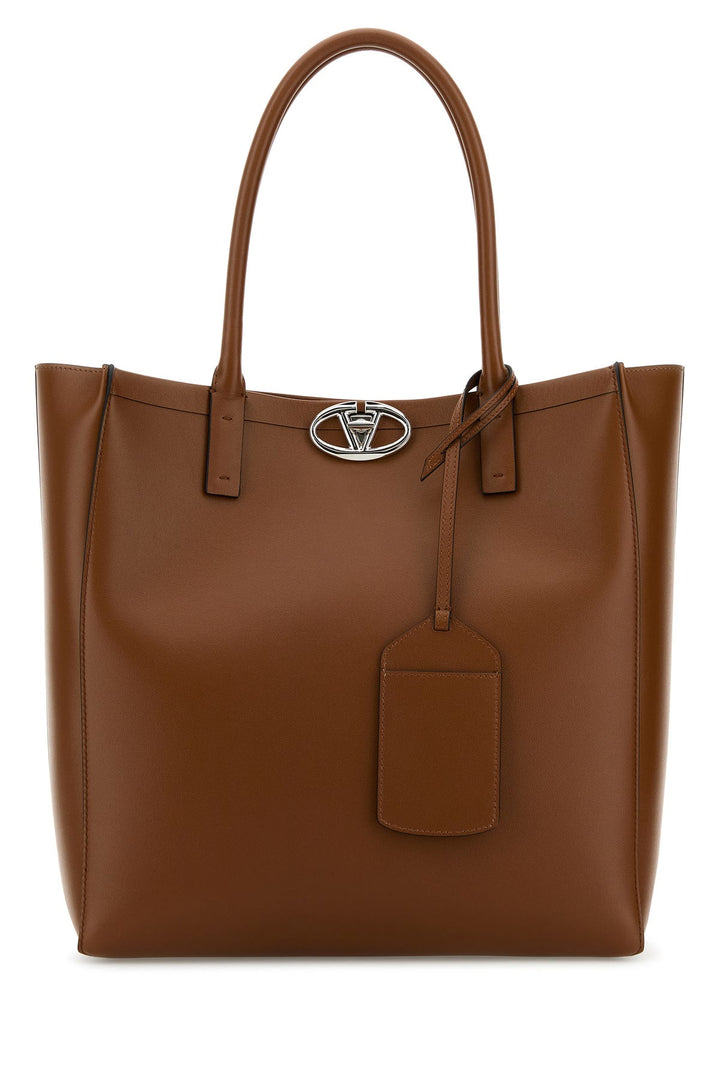 Caramel leather medium VLogo Locker shopping bag