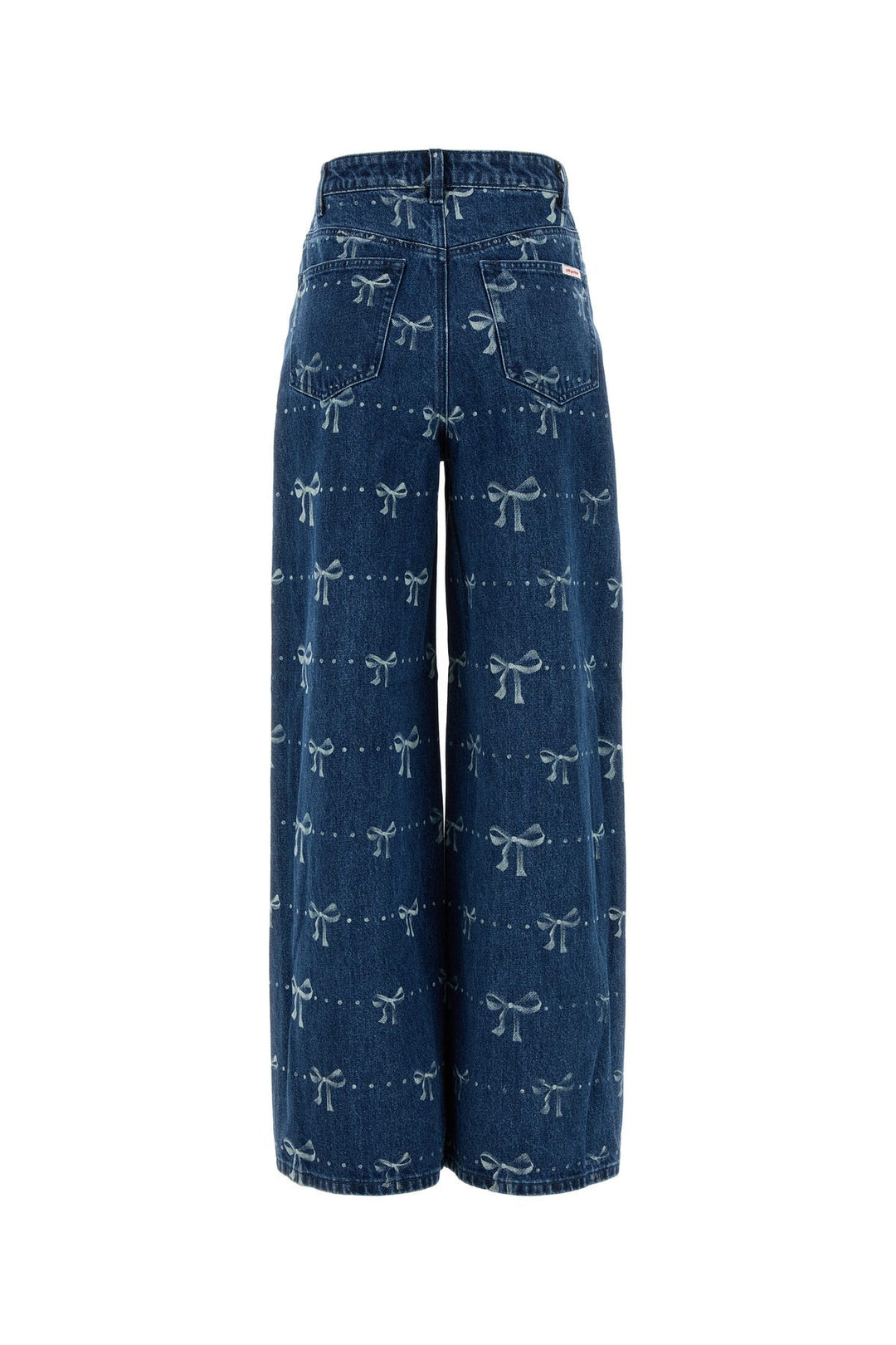 Printed denim wide-leg jeans