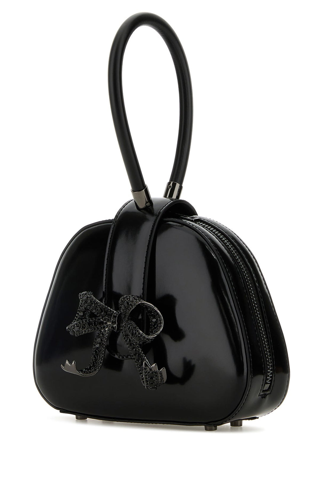 Black leather handbag