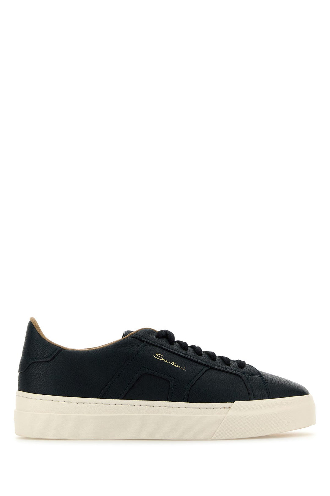 Navy blue leather sneakers