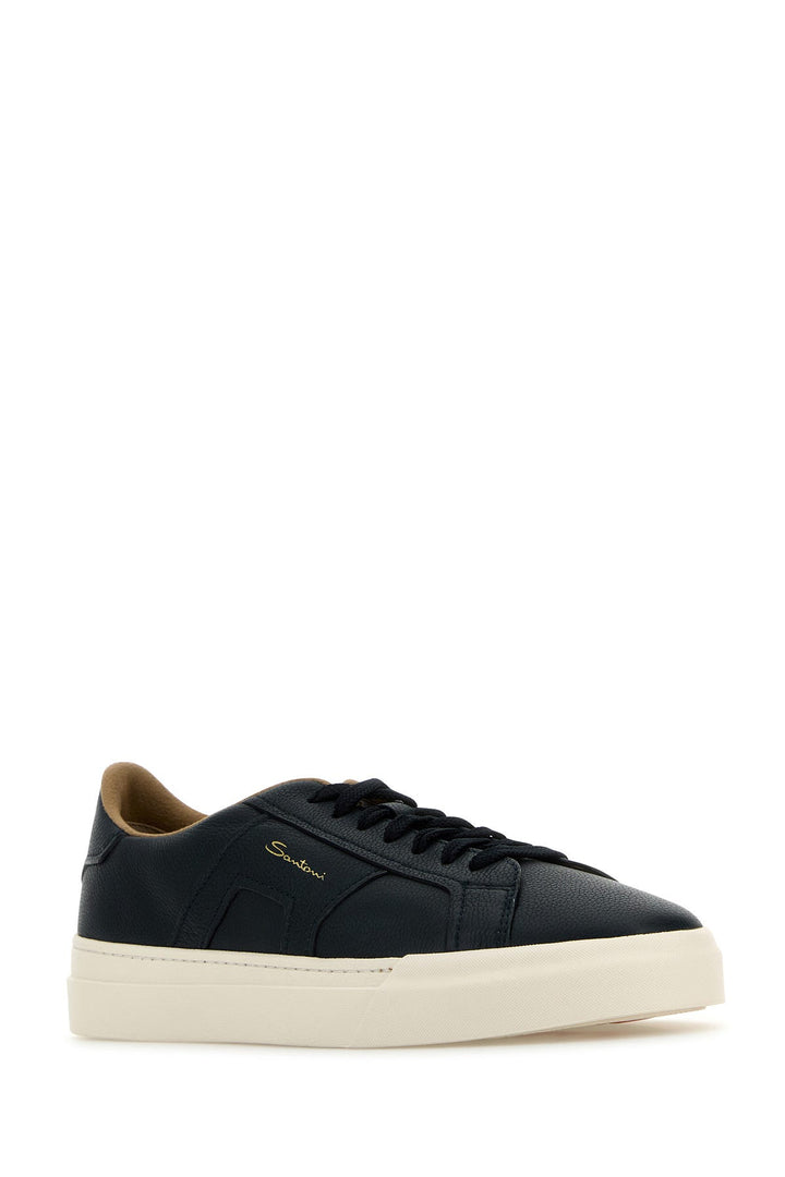 Navy blue leather sneakers