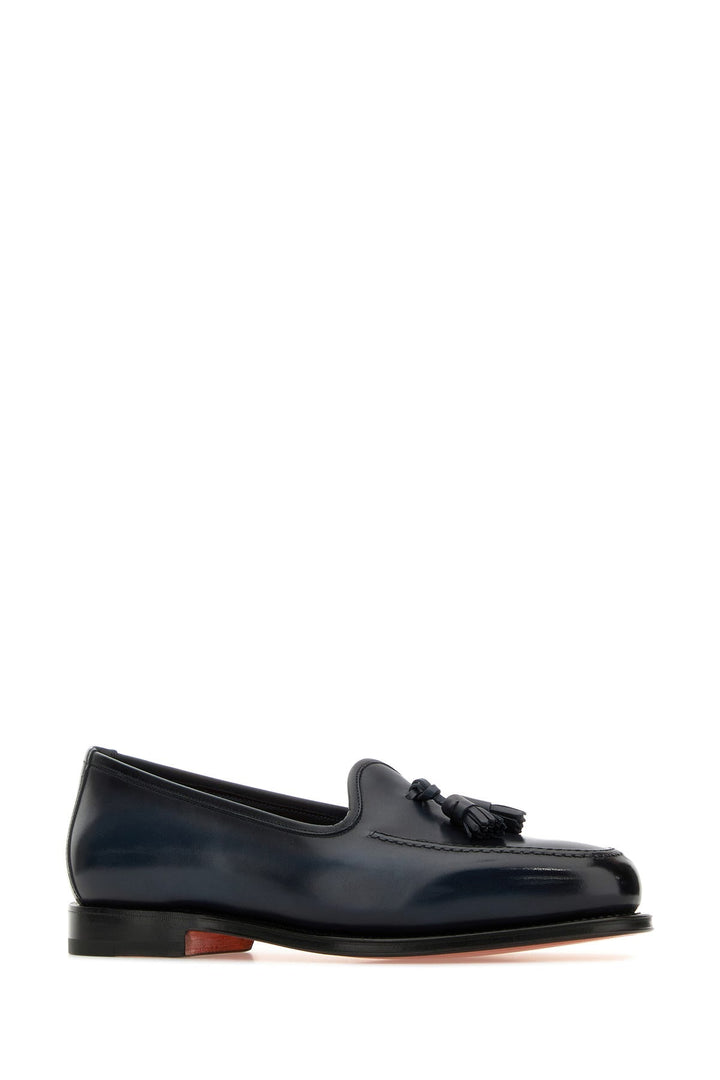 Dark blue leather Andrew loafers