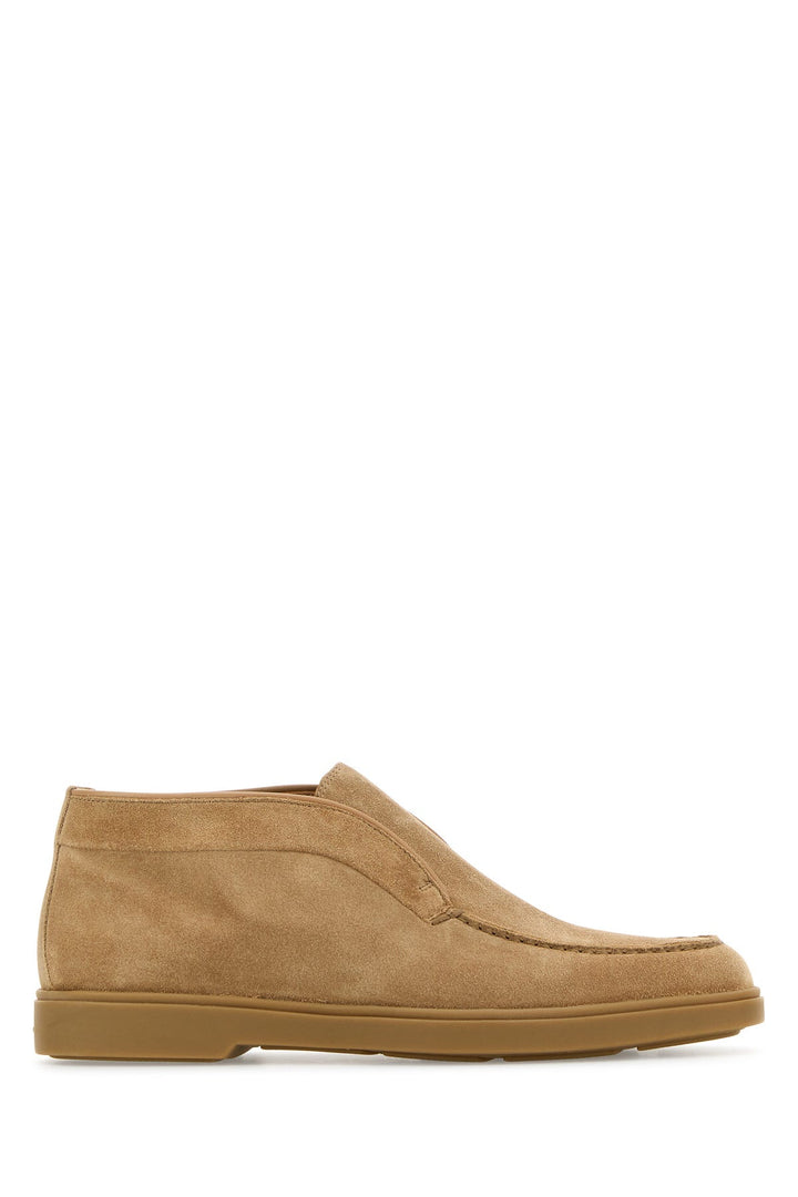 Camel suede ankle boots