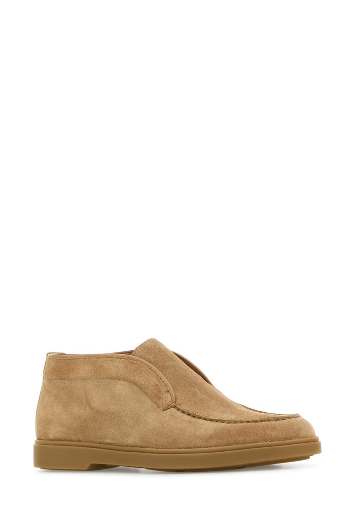 Camel suede ankle boots