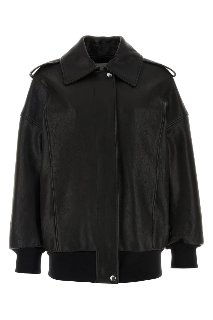 Black leather oversize jacket