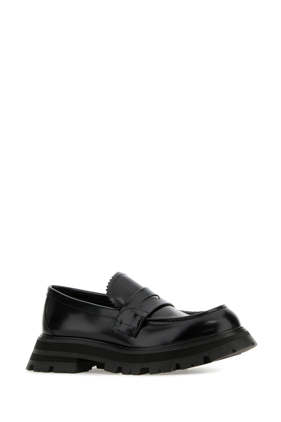 Black leather loafers