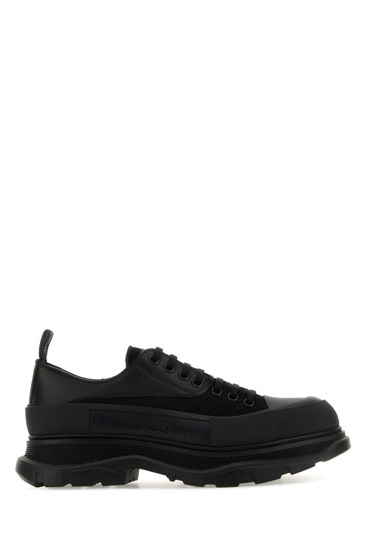 Black leather and fabric Tread Slick sneakers