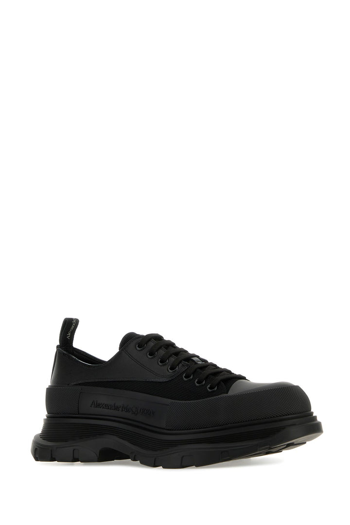 Black leather and fabric Tread Slick sneakers