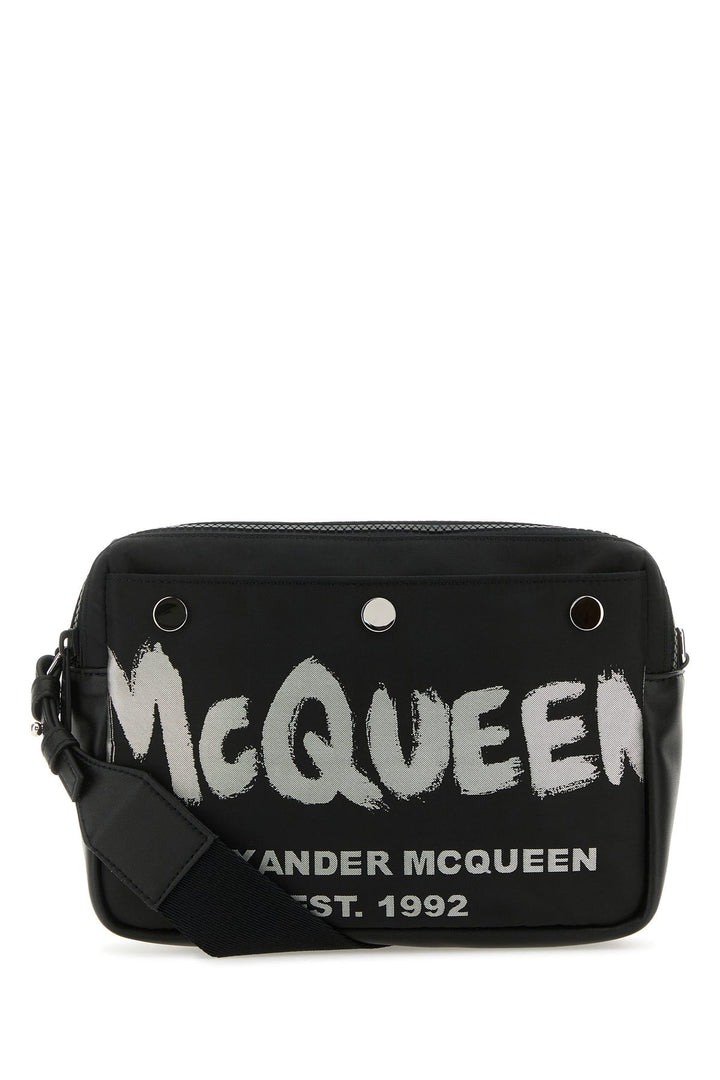 Black fabric McQueen Graffiti crossbody bag