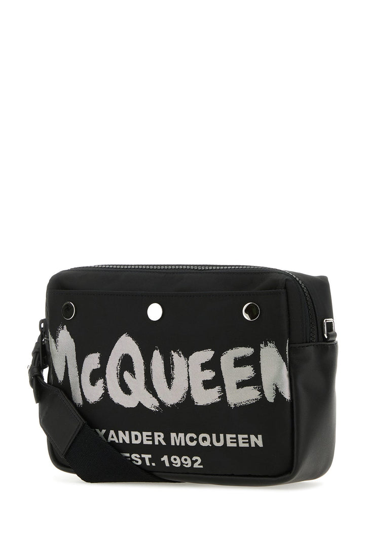 Black fabric McQueen Graffiti crossbody bag