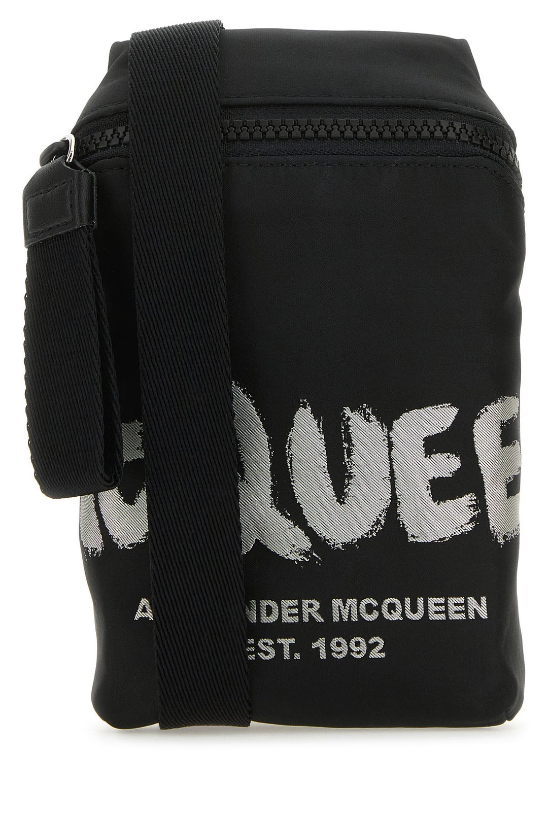 Black fabric McQueen Graffiti crossbody bag