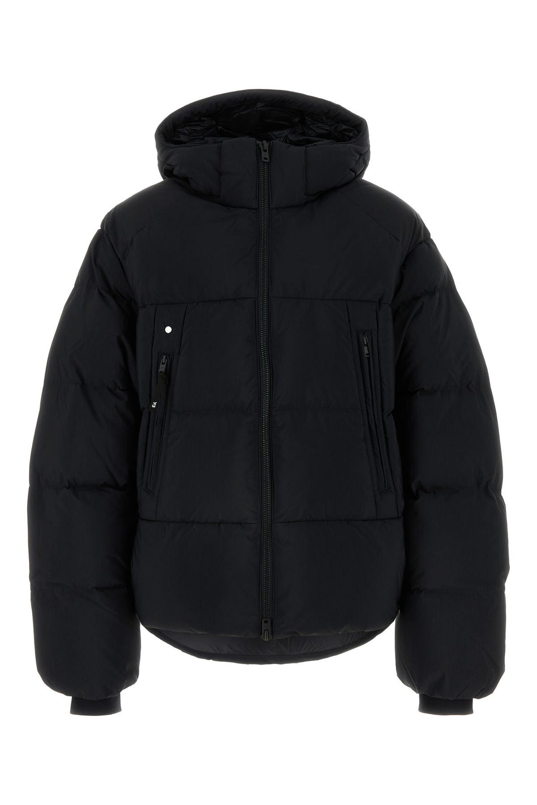 Black nylon down jacket