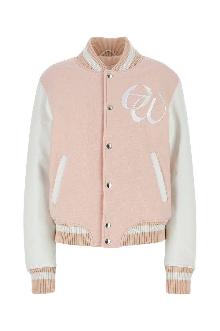 Pink wool blend bomber jacket