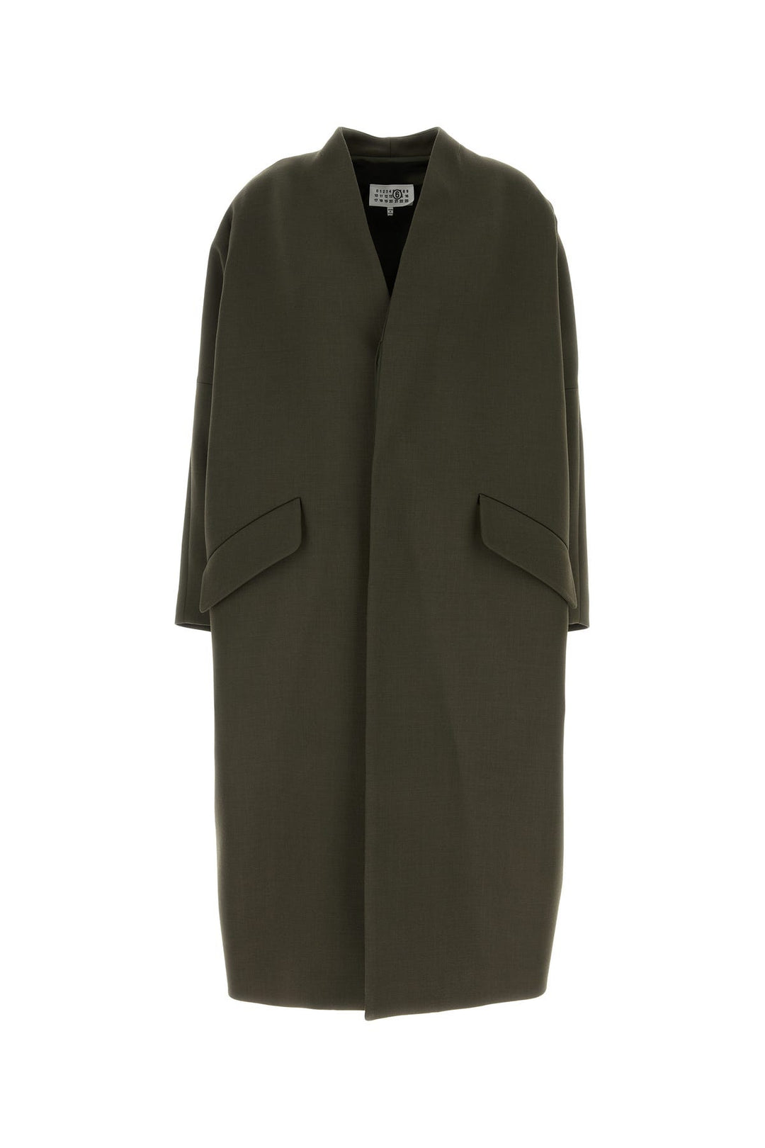 Olive green stretch polyester blend coat