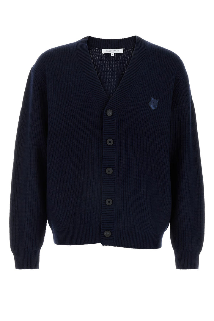 Dark blue wool blend cardigan