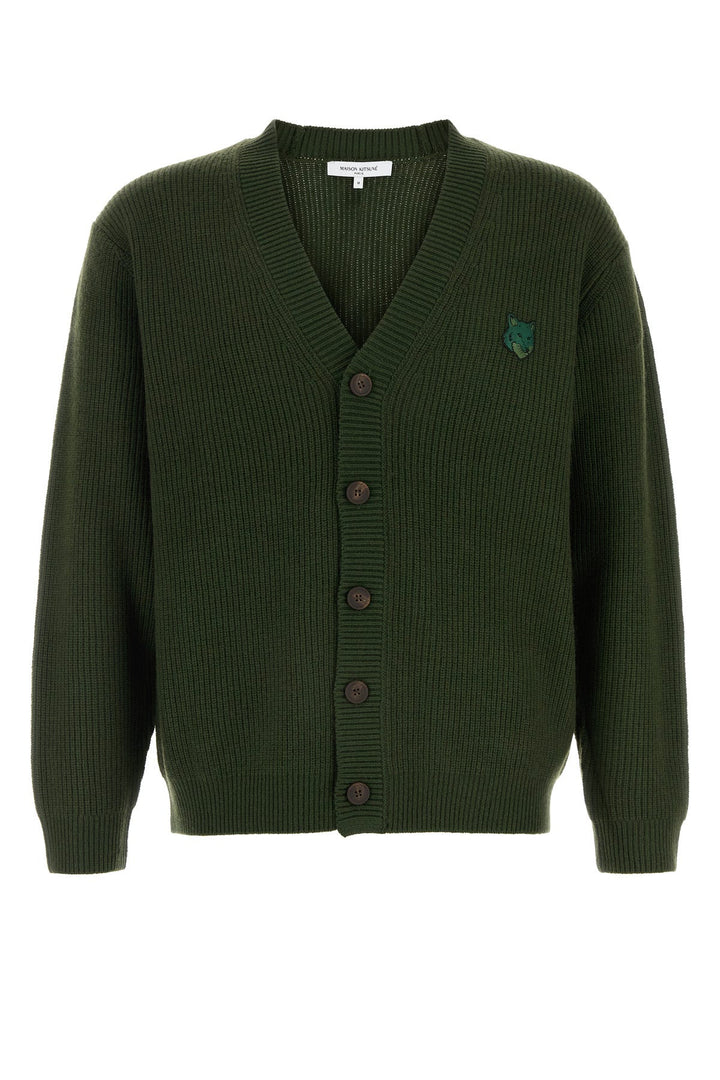 Dark green wool blend cardigan