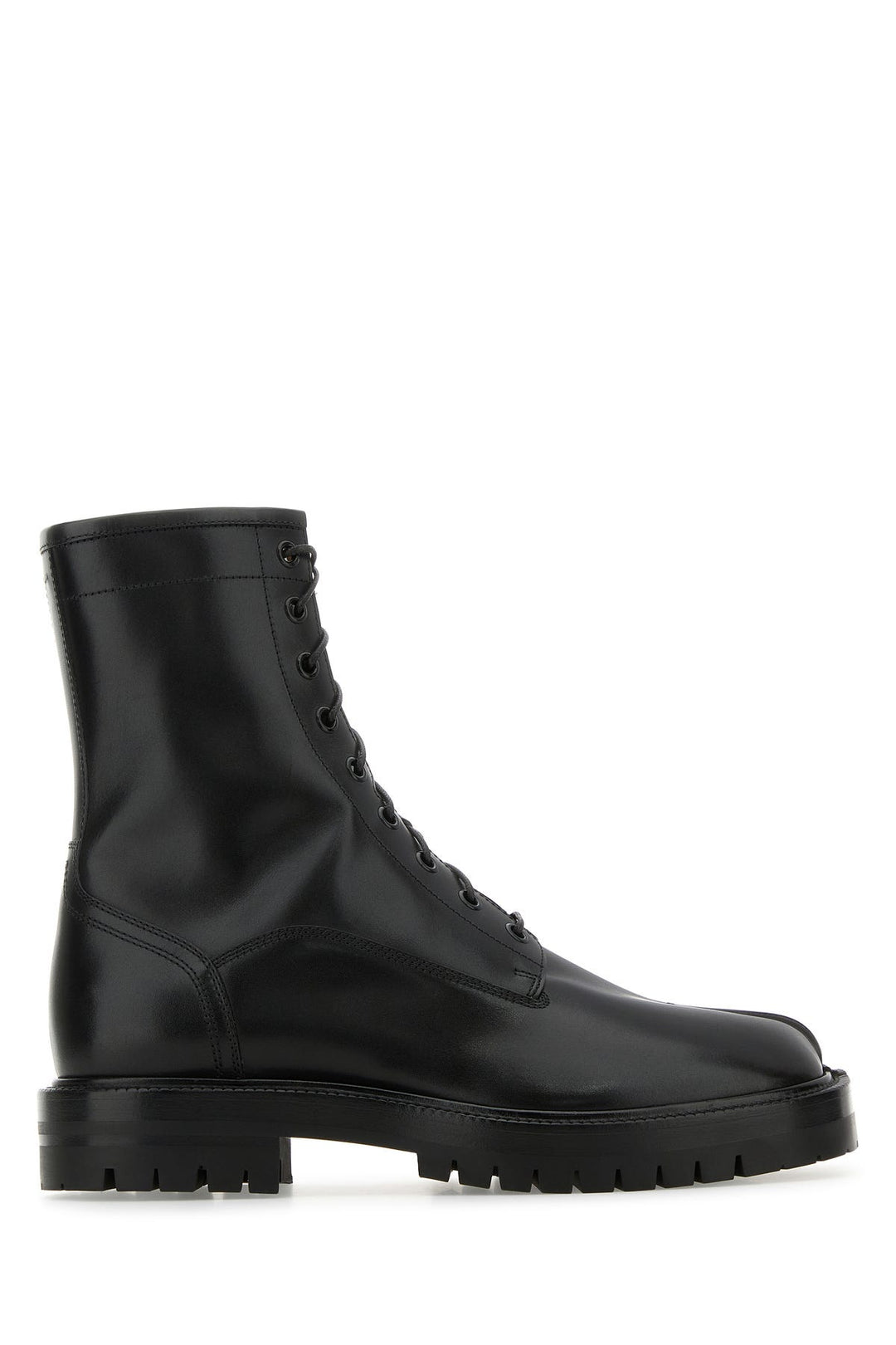 Black leather Tabi ankle boots