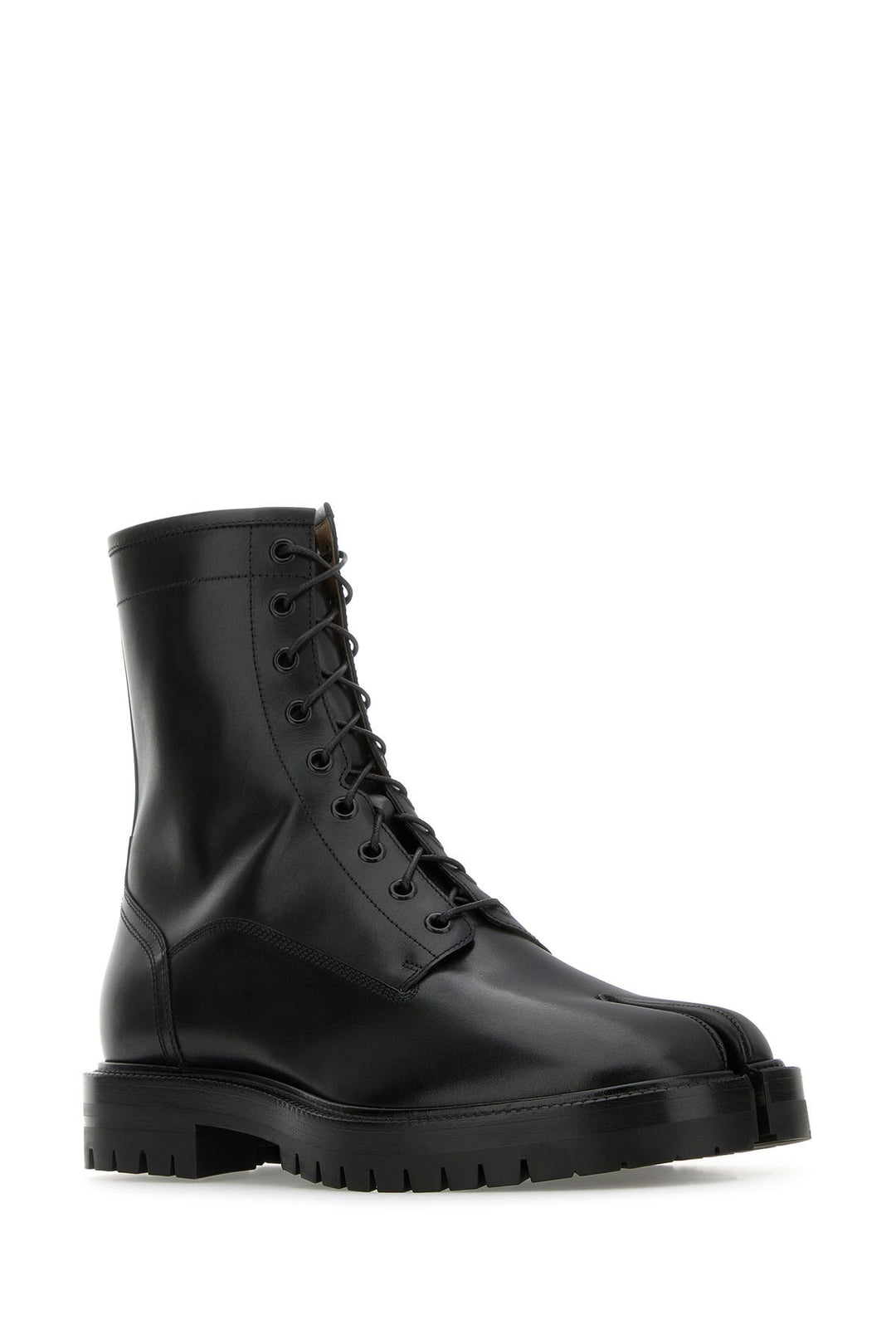 Black leather Tabi ankle boots