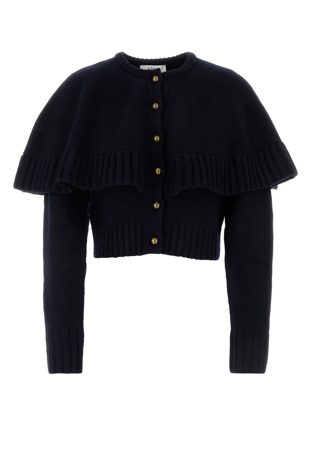 Navy blue wool blend cardigan