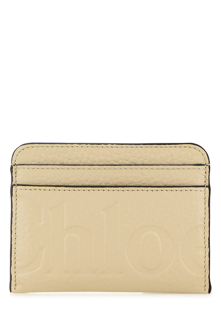 Cream leather card holder