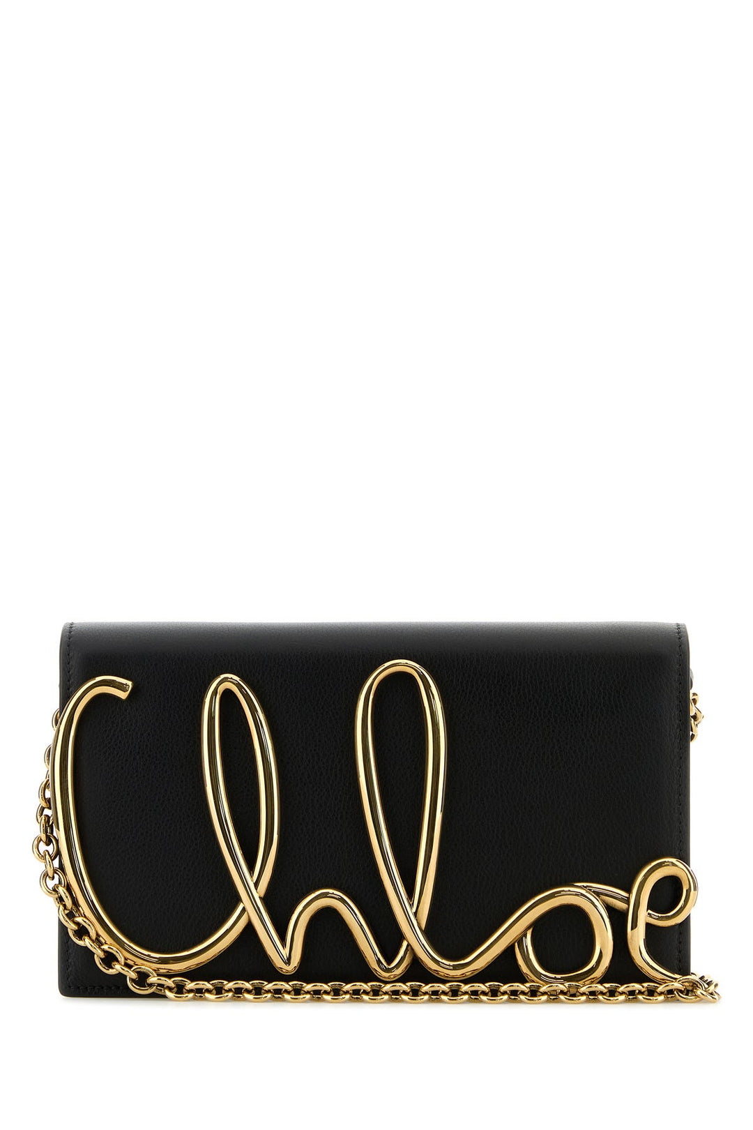 Black leather ChloÃ© Iconic clutch