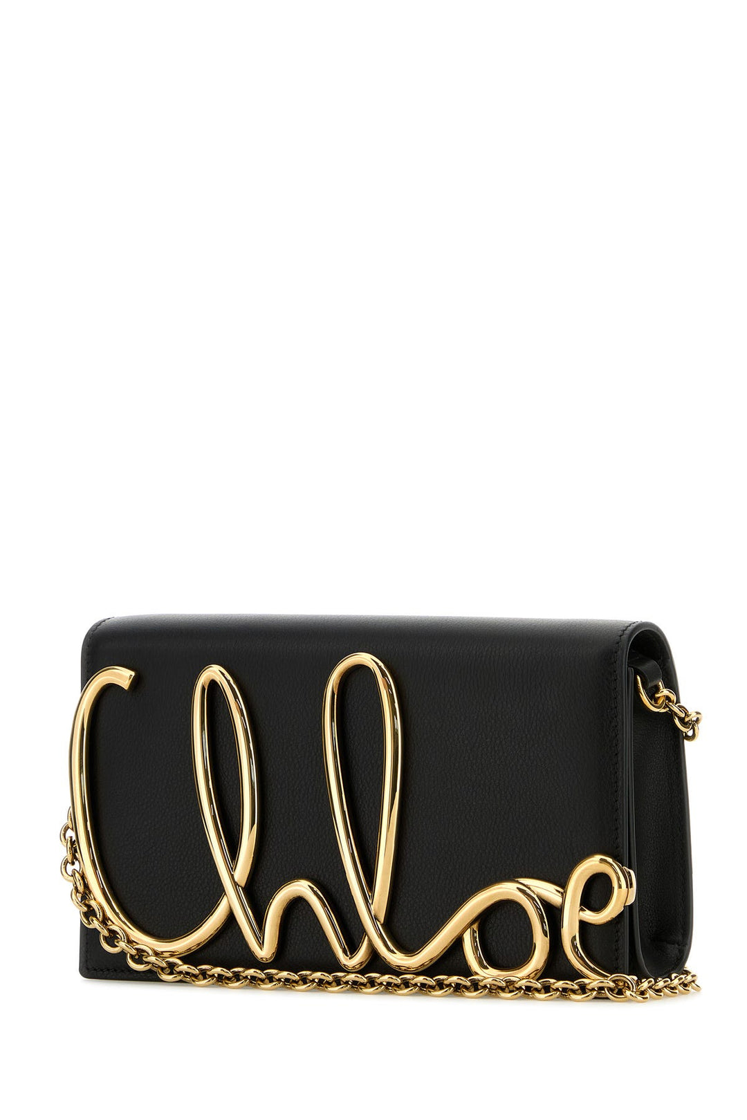 Black leather ChloÃ© Iconic clutch