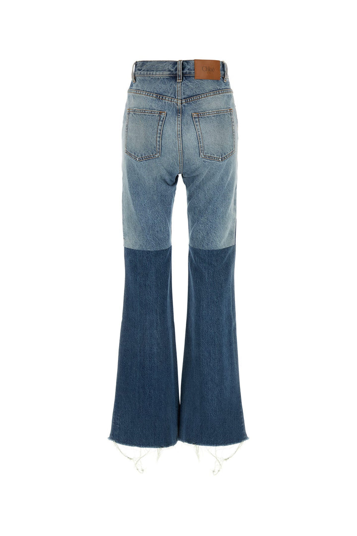 Two-tone denim jeans