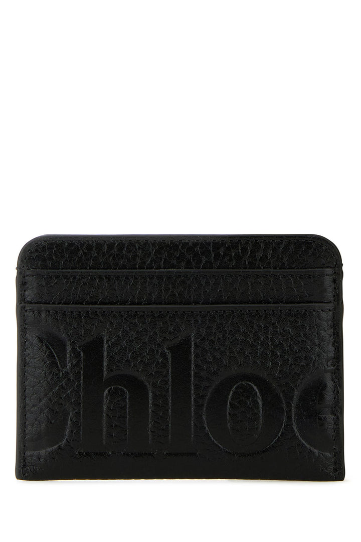 Black leather card holder