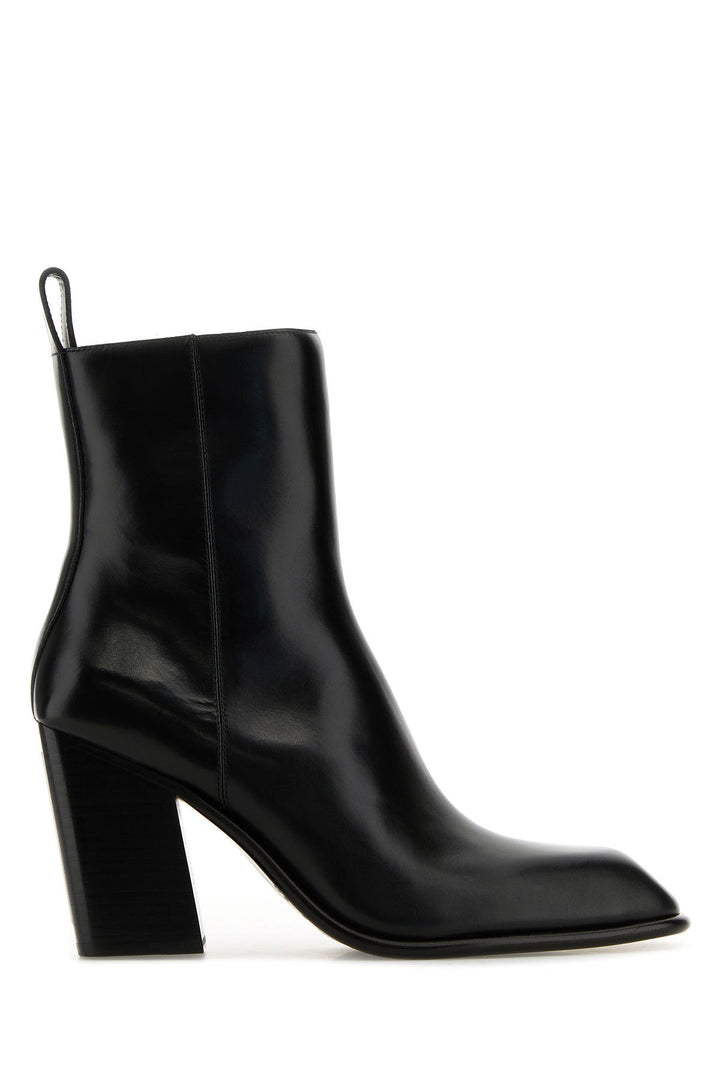 Black leather Throttle ankle boots