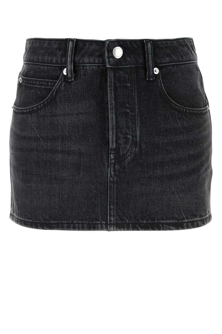 Dark grey denim mini skirt