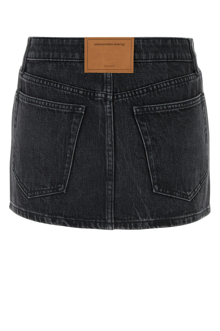 Dark grey denim mini skirt