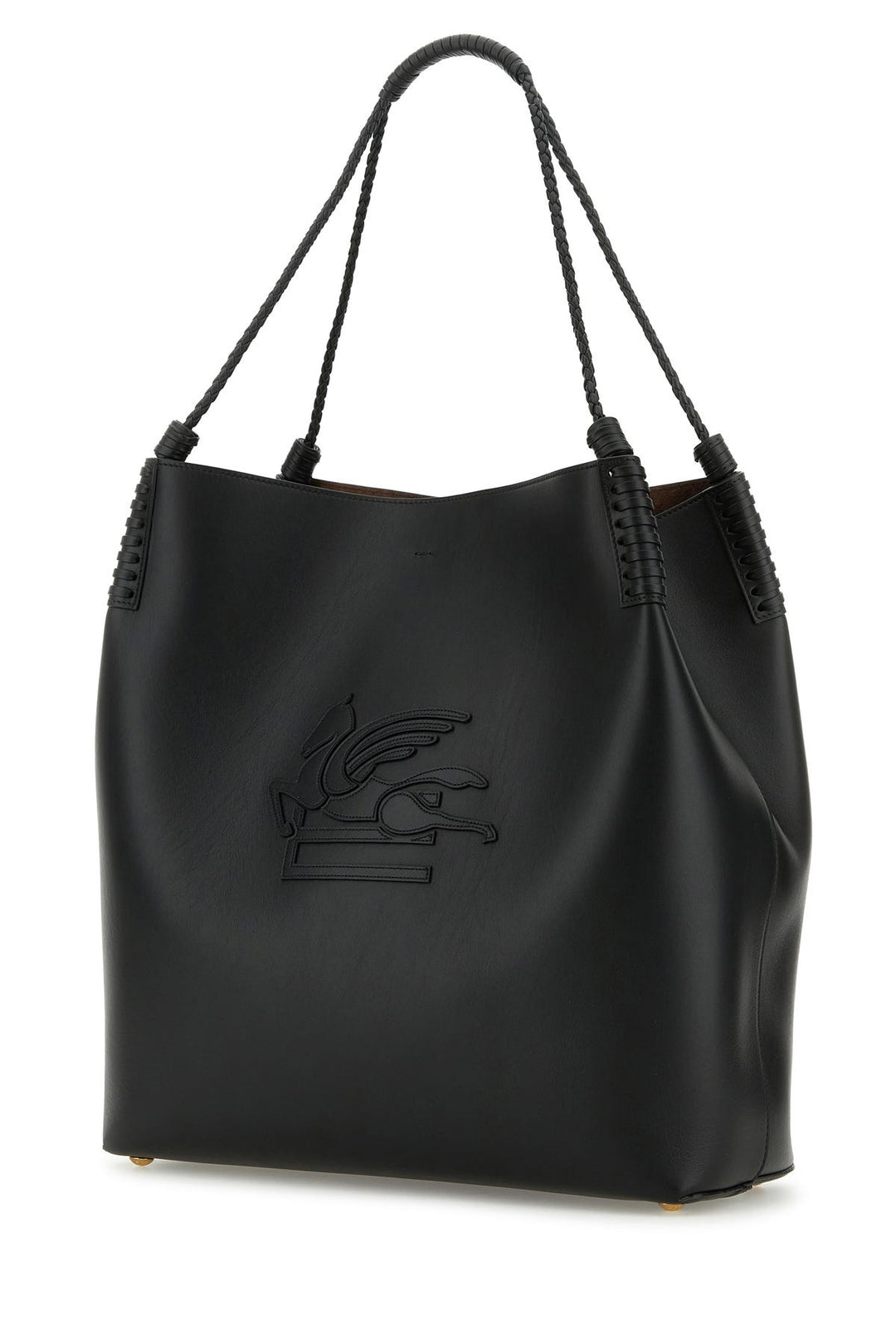 Black leather Libra shopping bag