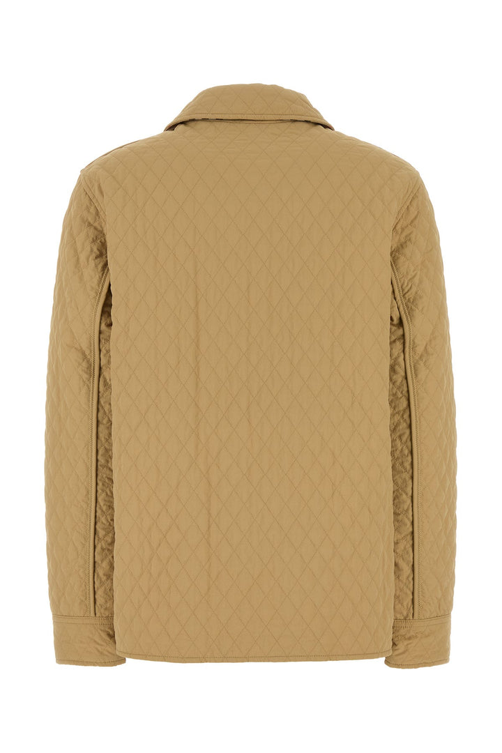 Beige nylon reversible padded jacket