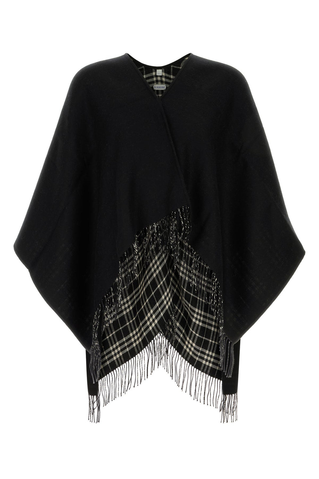 Black wool reversible cape