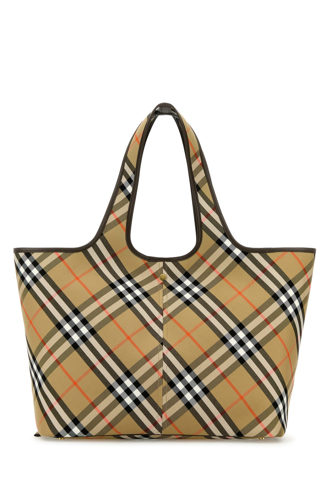 Embroidered canvas medium Check shopping bag