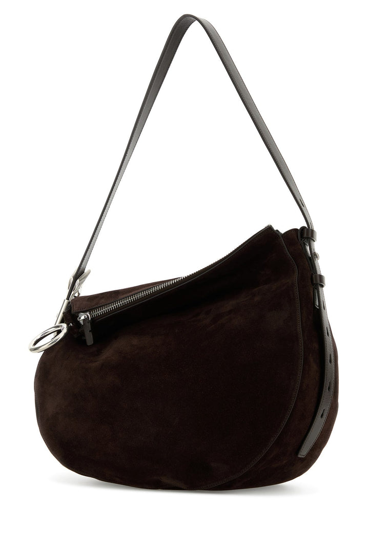 Chocolate suede medium Knight shoulder bag