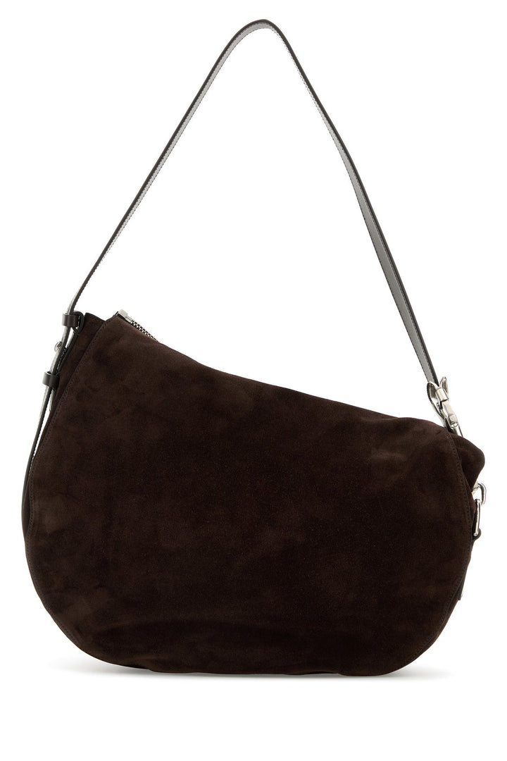 Chocolate suede medium Knight shoulder bag